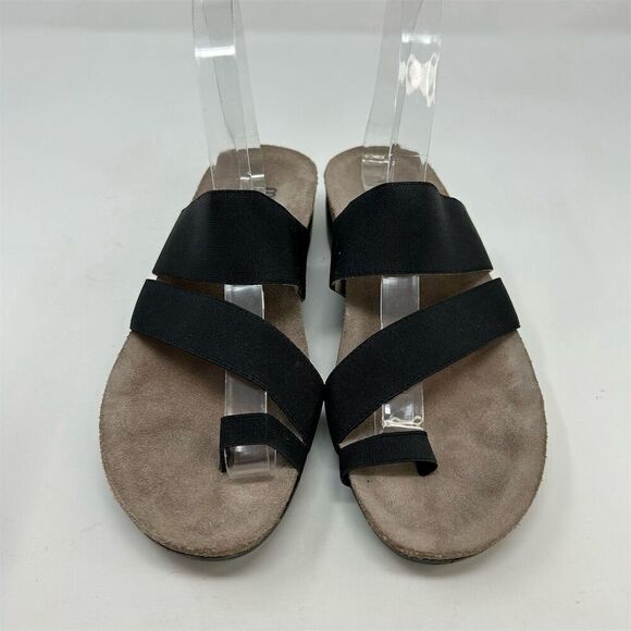 Munro Women's Slide Sandals Black Size 8.5 Toe Loop Stretch Straps Casual - Picture 4 of 12